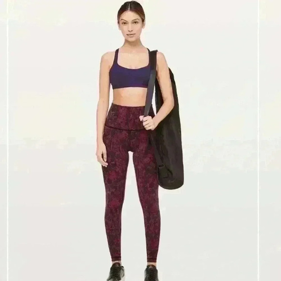 Lululemon Wunder Under Hi-Rise Tight Scatter Blossom Jacquard Garnet Black sz 4 - Picture 5 of 9
